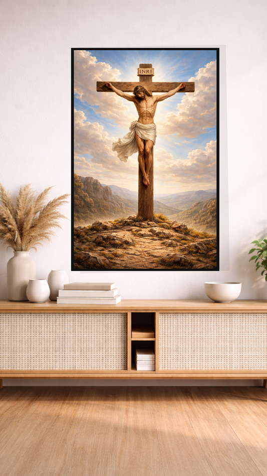 Jesus on the Cross Wall Art – Crucifixion Watercolor Christian Faith Print