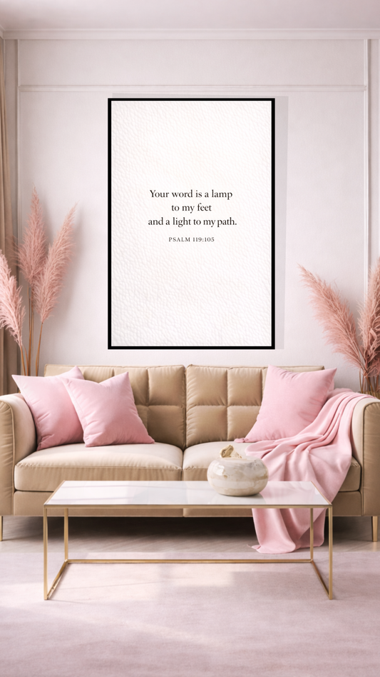 Psalm 119:105 “Your Word Is a Lamp to My Feet” Bible Verse Wall Art – Christian Home Decor