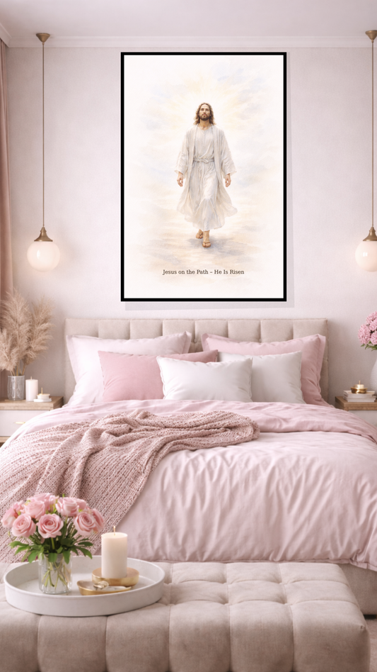 Jesus on the Path – He Is Risen Resurrection Christian Wall Art
