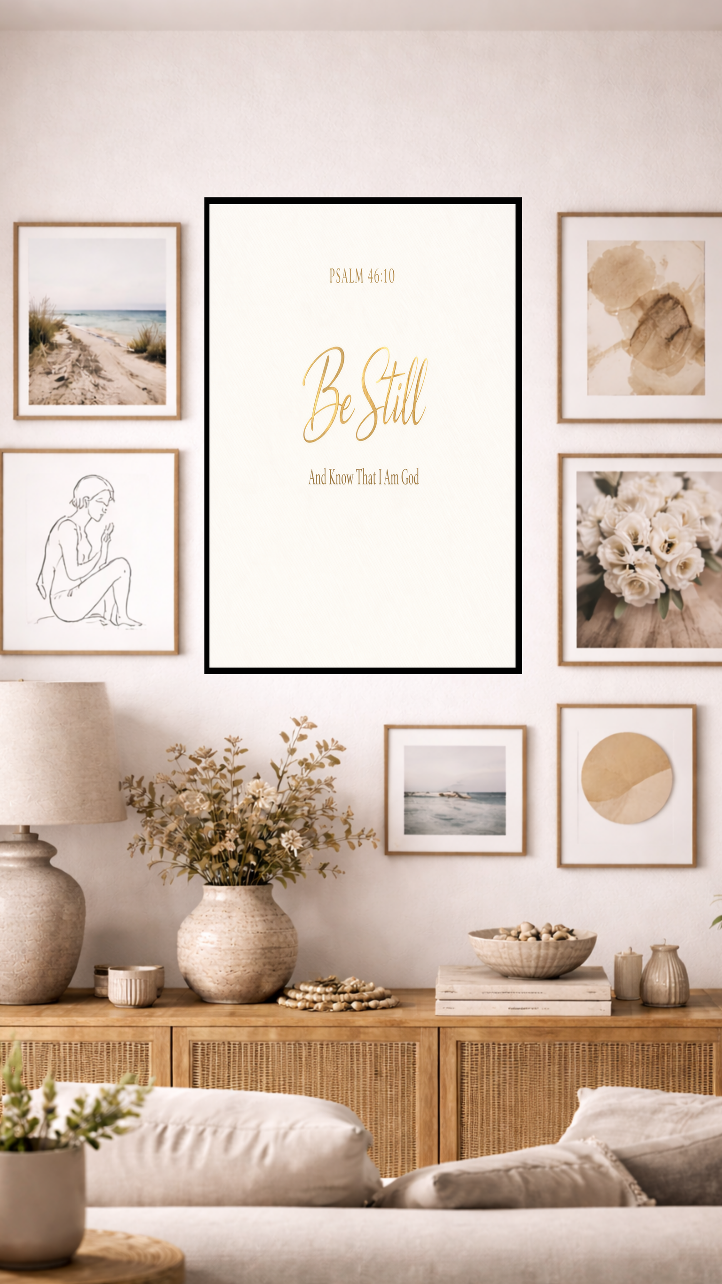 Psalm 46:10 “Be Still and Know That I Am God” Scripture Wdall Art - Home Decor