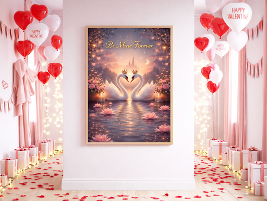 Be Mine Forever Swan Love Wall Art – Valentine’s Day Decor & Gift | Digital Download