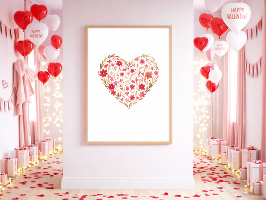 Floral Heart Wall Art – Valentine’s Day Home Decor & Gift | Digital Download