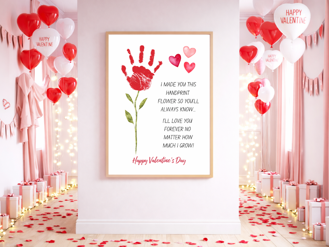 Handprint Flower Wall Art – Valentine’s Family Gift & Love Keepsake | Digital Download