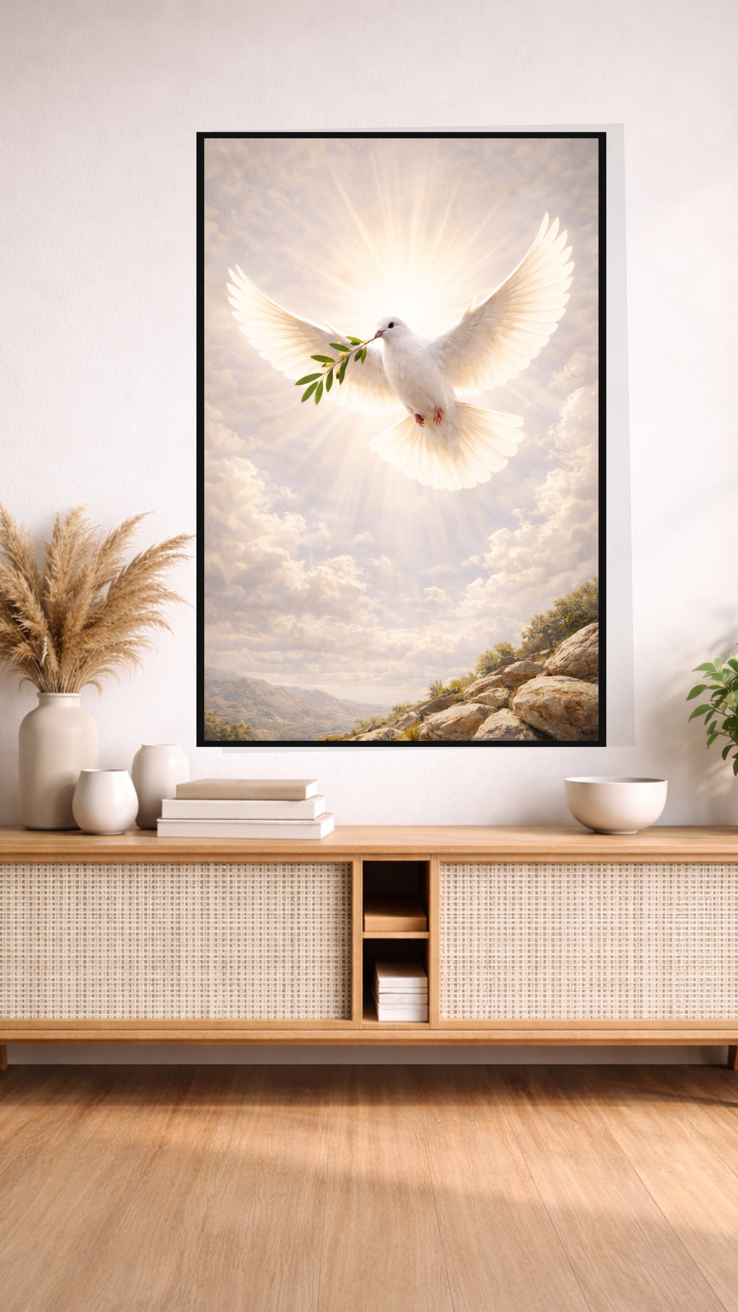 Christian Dove Wall Art – Holy Spirit Minimalist Watercolor Print