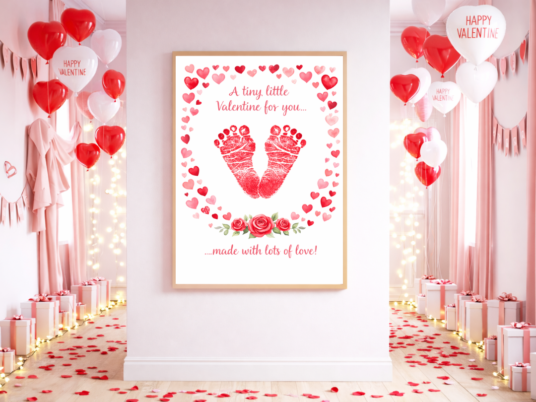 Footprint Valentine Love Wall Art – Romantic Decor & Gift | Digital Download