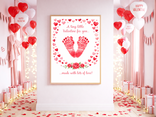 Footprint Valentine Love Wall Art – Romantic Decor & Gift | Digital Download