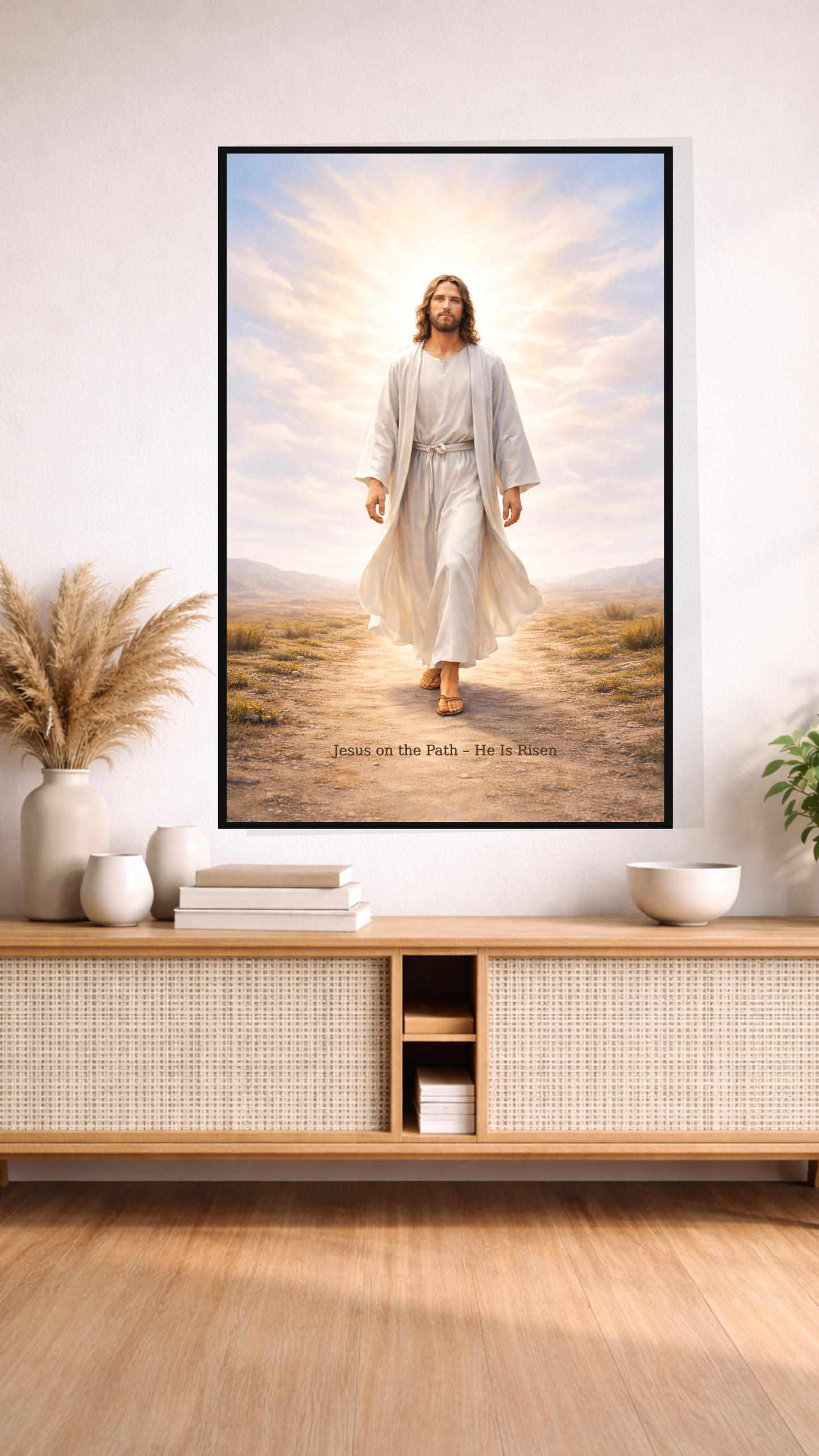 Jesus on the Path – He Is Risen Resurrection Christian Wall Art
