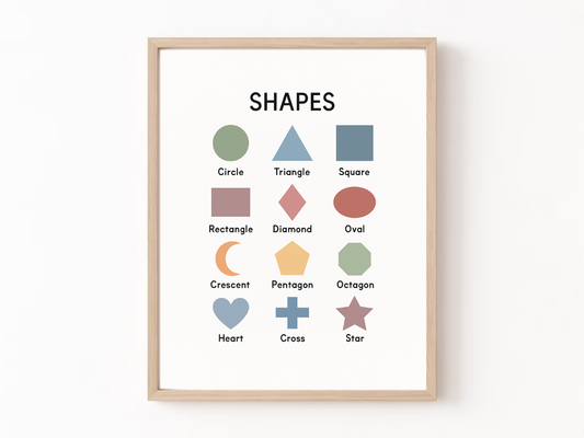 Shapes Poster for Kids – Educational Nursery & Classroom Wall Art | Digital Download