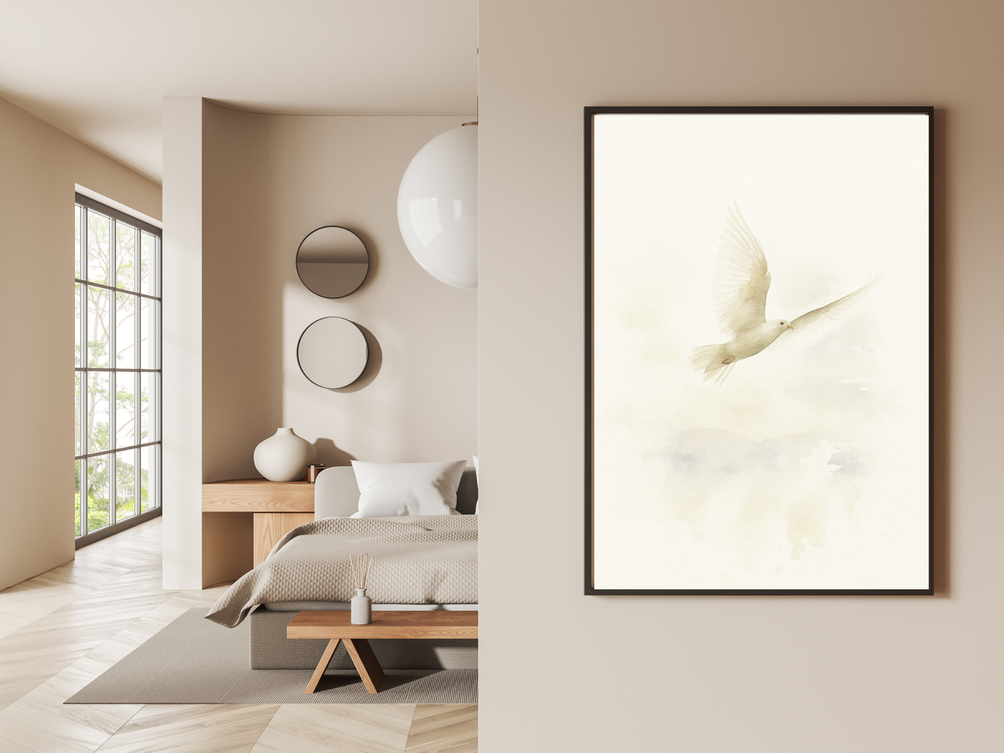 Christian Dove Wall Art – Holy Spirit Minimalist Watercolor Print