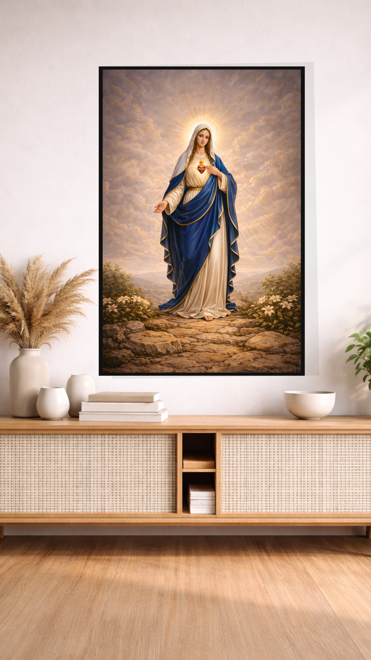 Virgin Mary Watercolor Wall Art – Christian Spiritual Home Decor