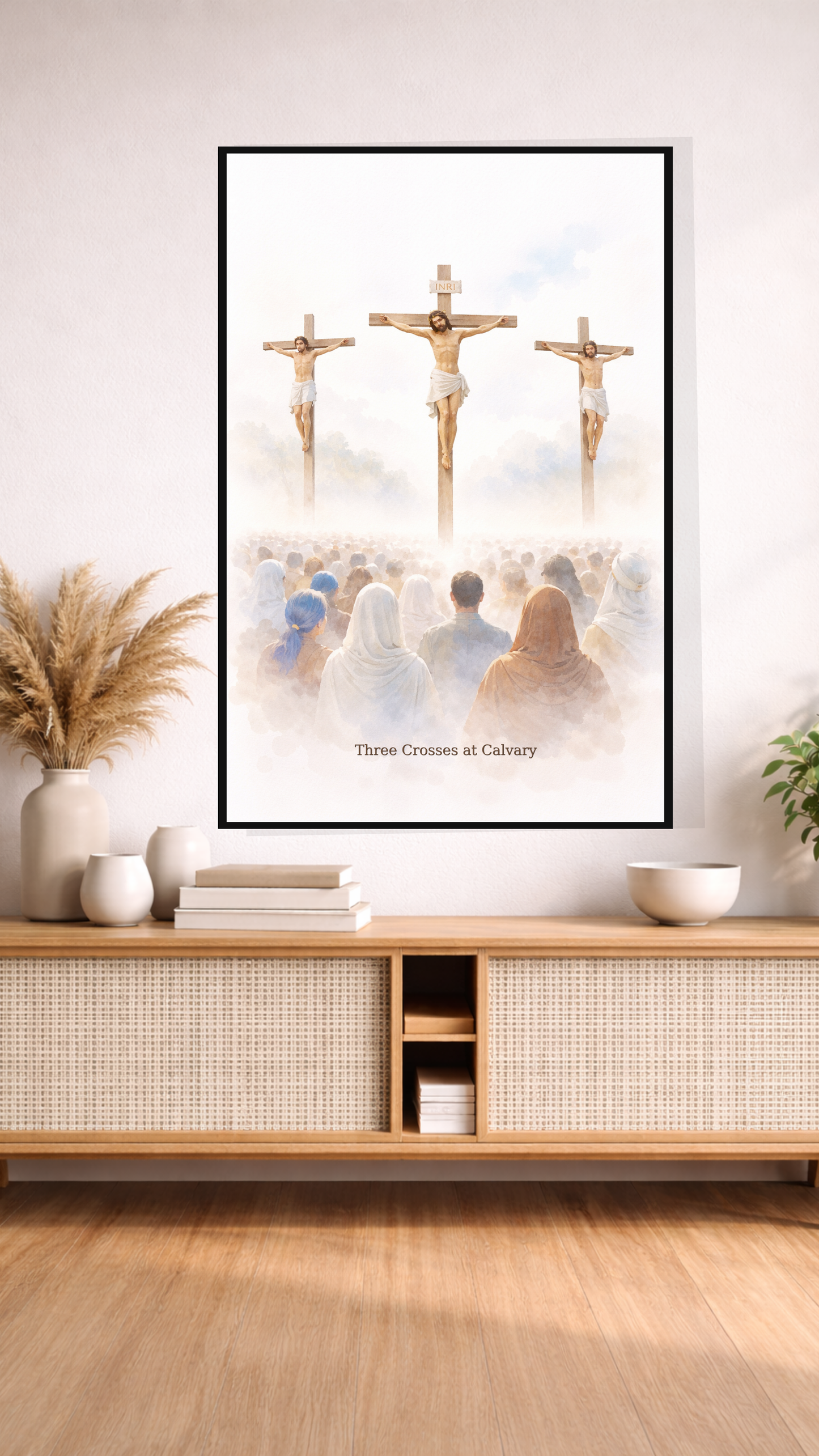 Three Crosses on Calvary – Christian Crucifixion Wall Art & Easter Print