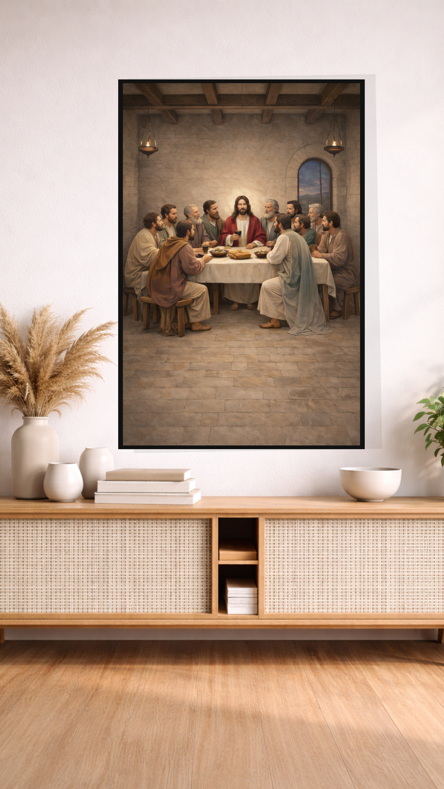 The Last Supper Wall Art – Jesus & Disciples Christian Watercolor Print
