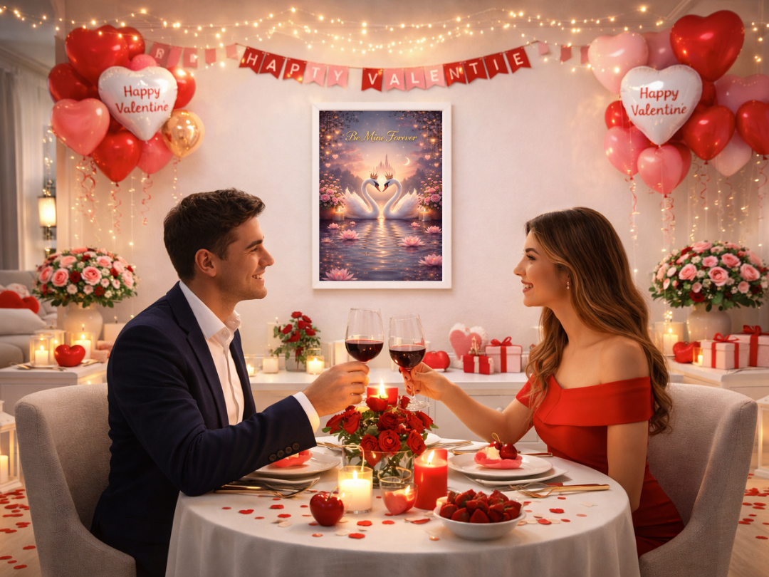 Be Mine Forever Swan Love Wall Art – Valentine’s Day Decor & Gift | Digital Download