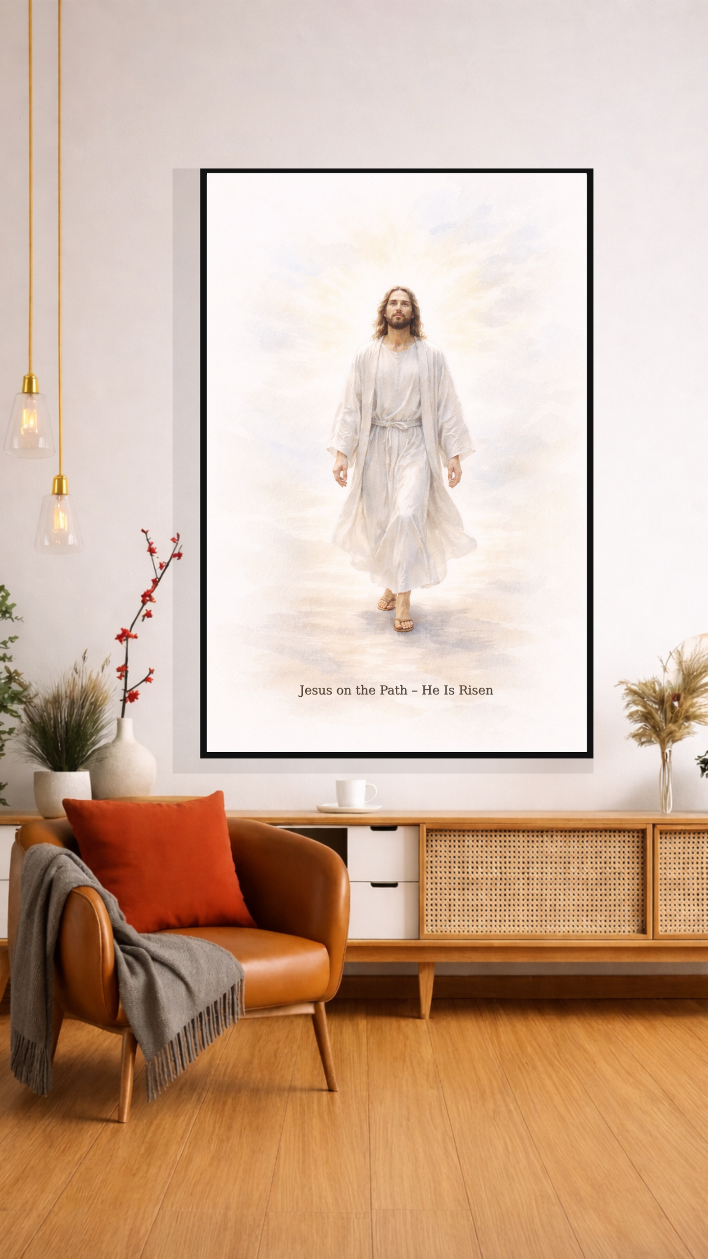 Jesus on the Path – He Is Risen Resurrection Christian Wall Art