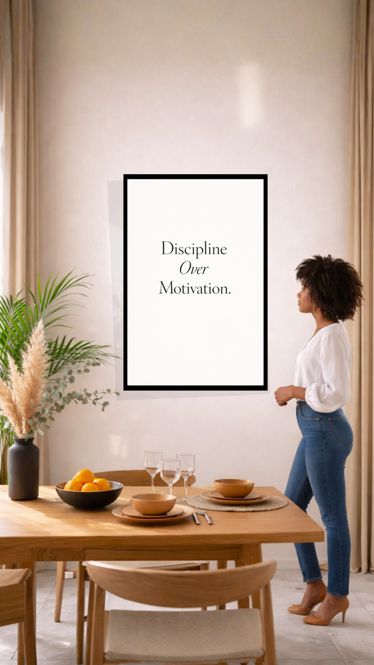 Discipline Over Motivation – Inspirational Quote Wall Art Print