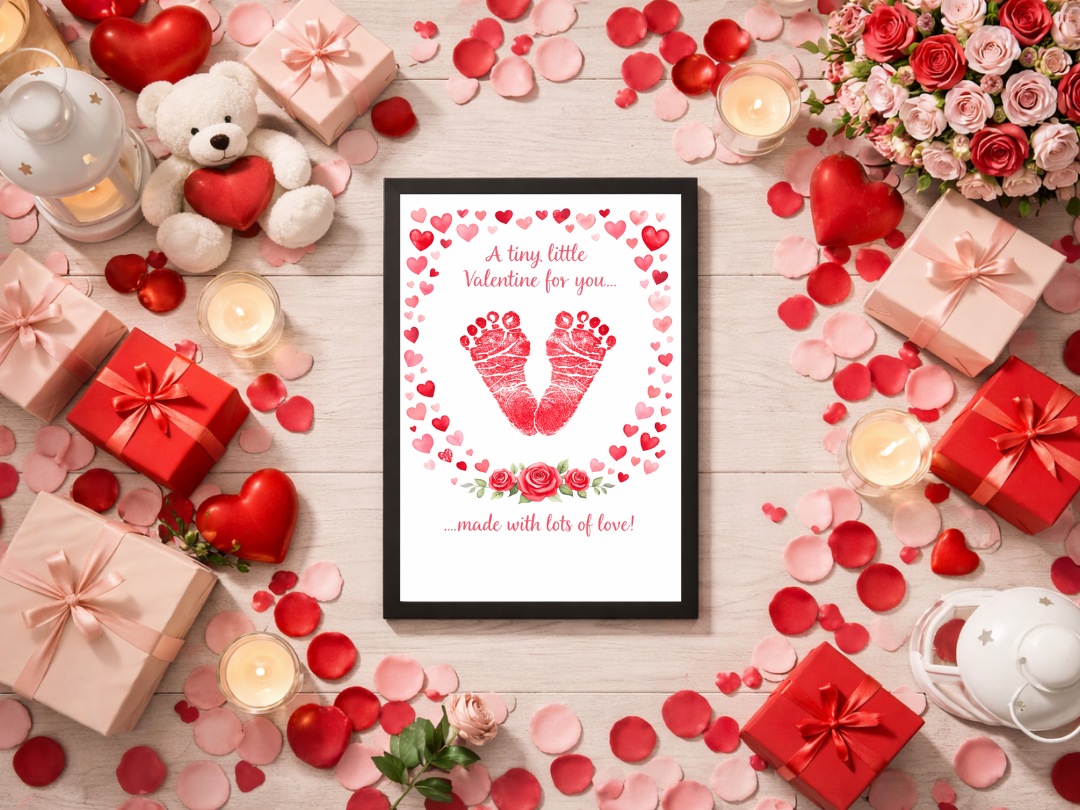 Footprint Valentine Love Wall Art – Romantic Decor & Gift | Digital Download