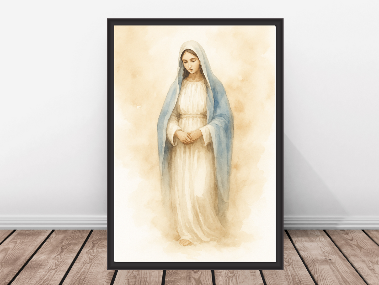 Virgin Mary Watercolor Wall Art – Christian Spiritual Home Decor