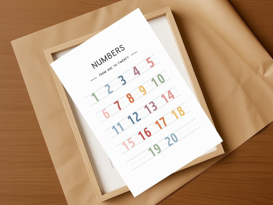 Numbers 1–20 Poster – Kids Counting & Math Educational Wall Art | Digital Download