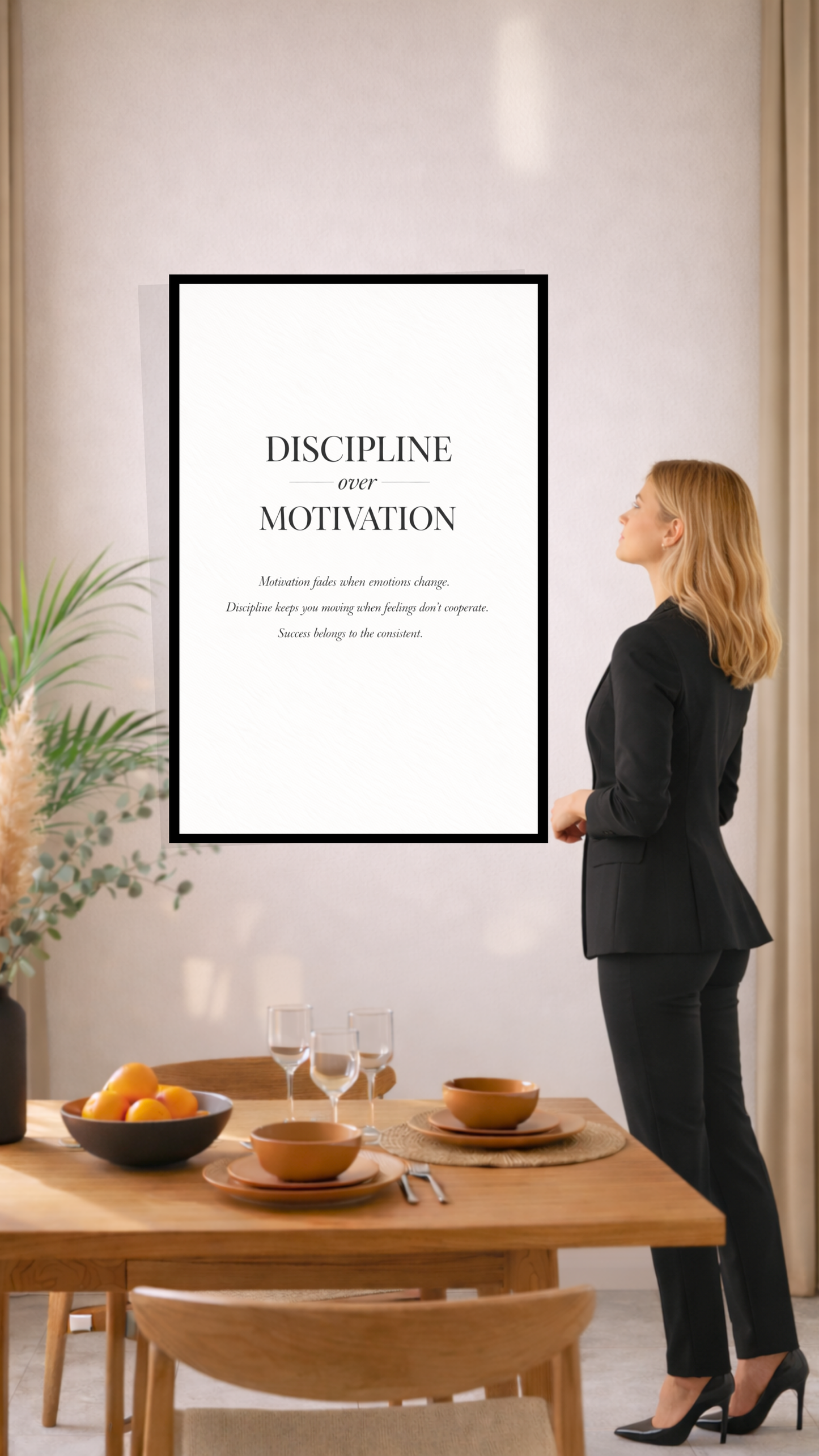 Discipline Over Motivation – Inspirational Quote Wall Art Print