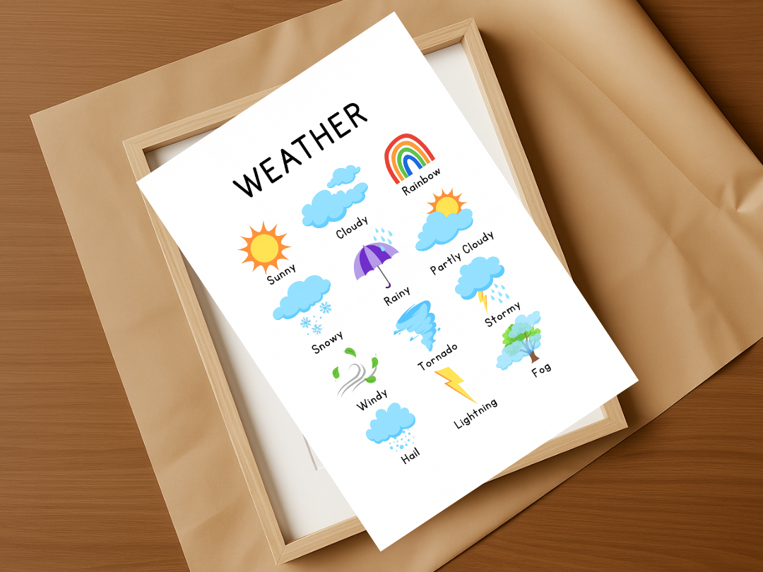 Kids Weather Chart – Montessori Learning Poster & Classroom Wall Art | Digital Download