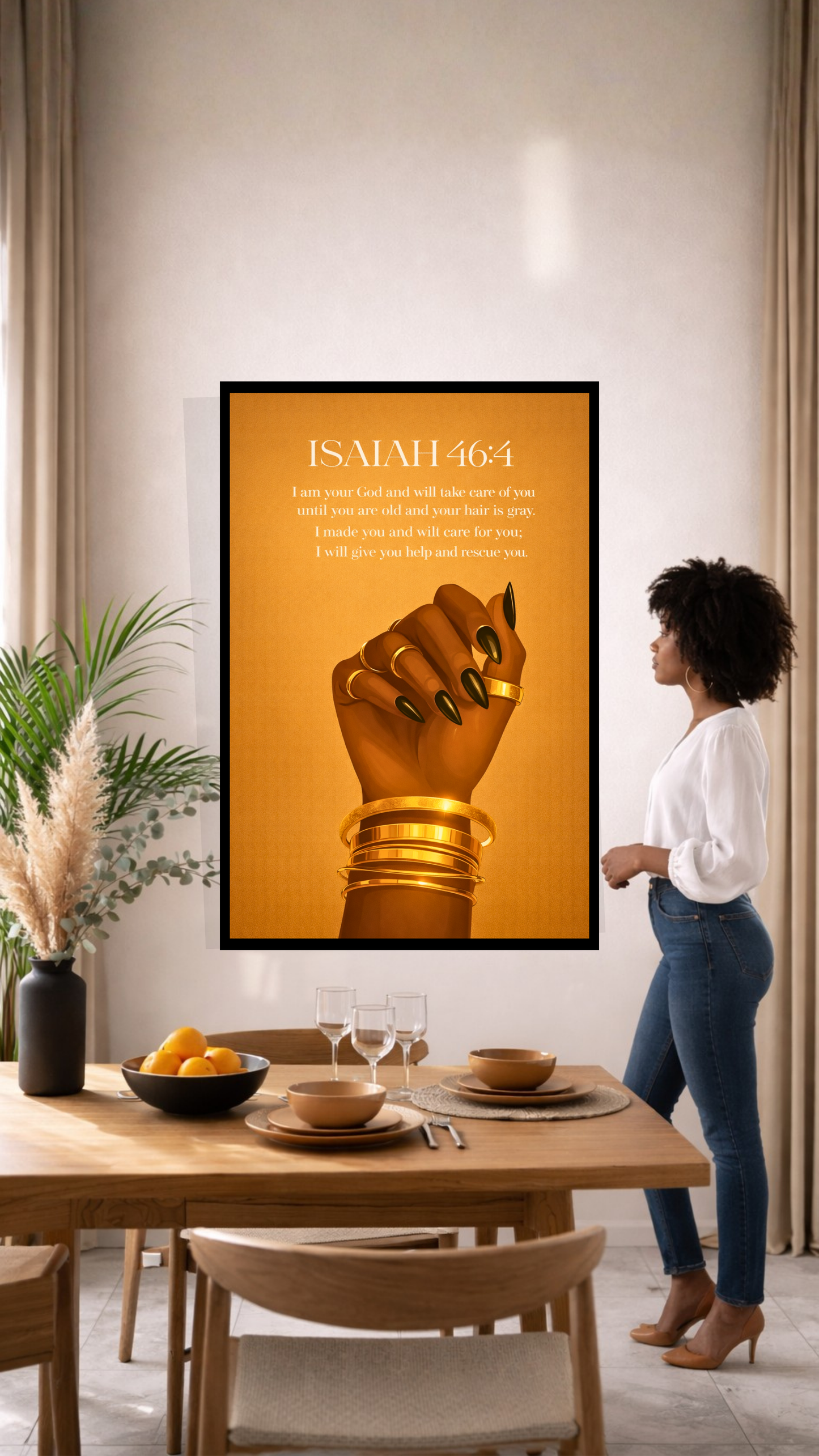 Isaiah 46:4 “I Am Your God and I Will Take Care of You” – Christian Printable Scripture Wall Art