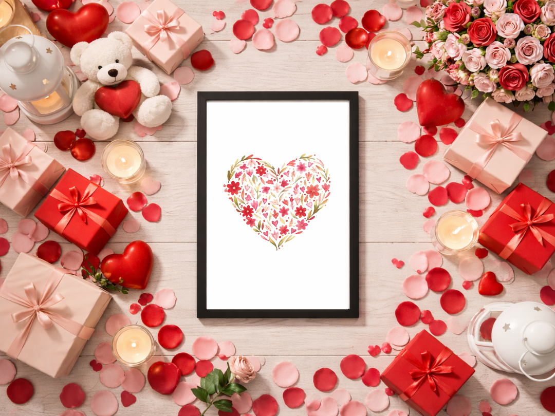 Floral Heart Wall Art – Valentine’s Day Home Decor & Gift | Digital Download