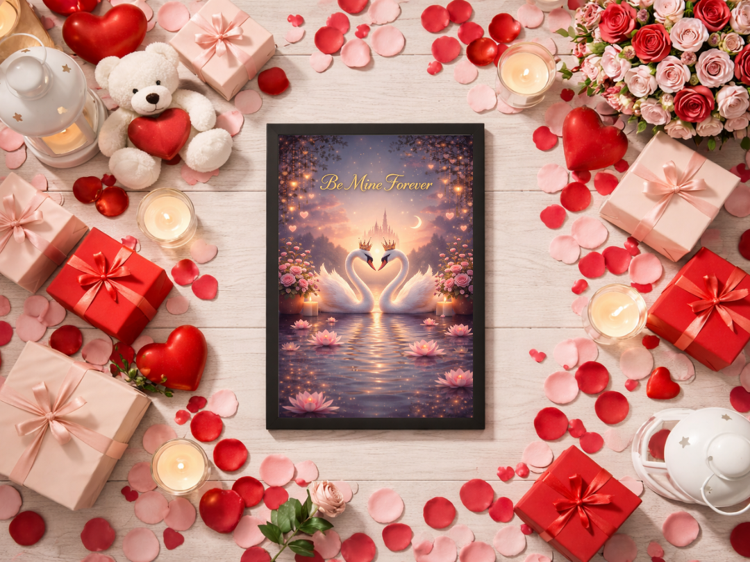 Be Mine Forever Swan Love Wall Art – Valentine’s Day Decor & Gift | Digital Download