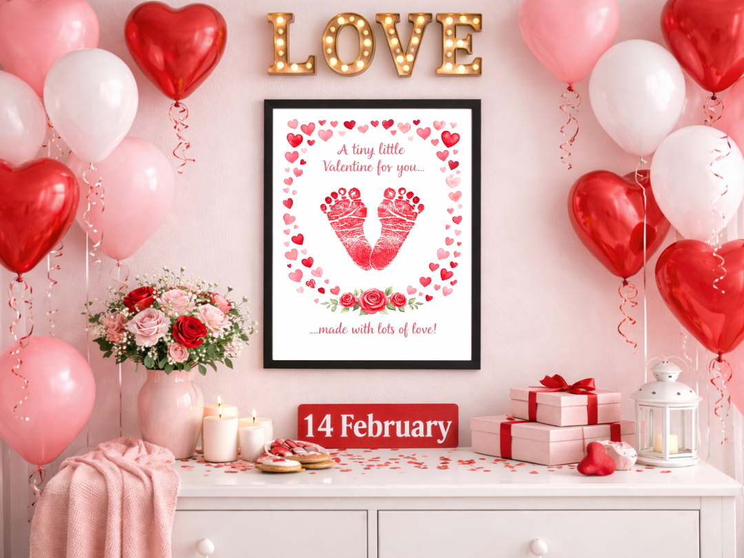 Footprint Valentine Love Wall Art – Romantic Decor & Gift | Digital Download