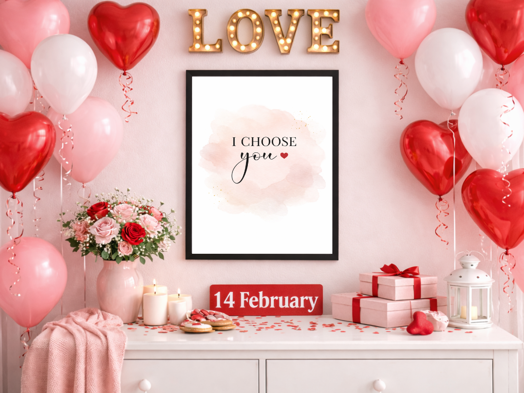 I Choose You Wall Art – Romantic Valentine’s Quote & Couple Gift | Digital Download