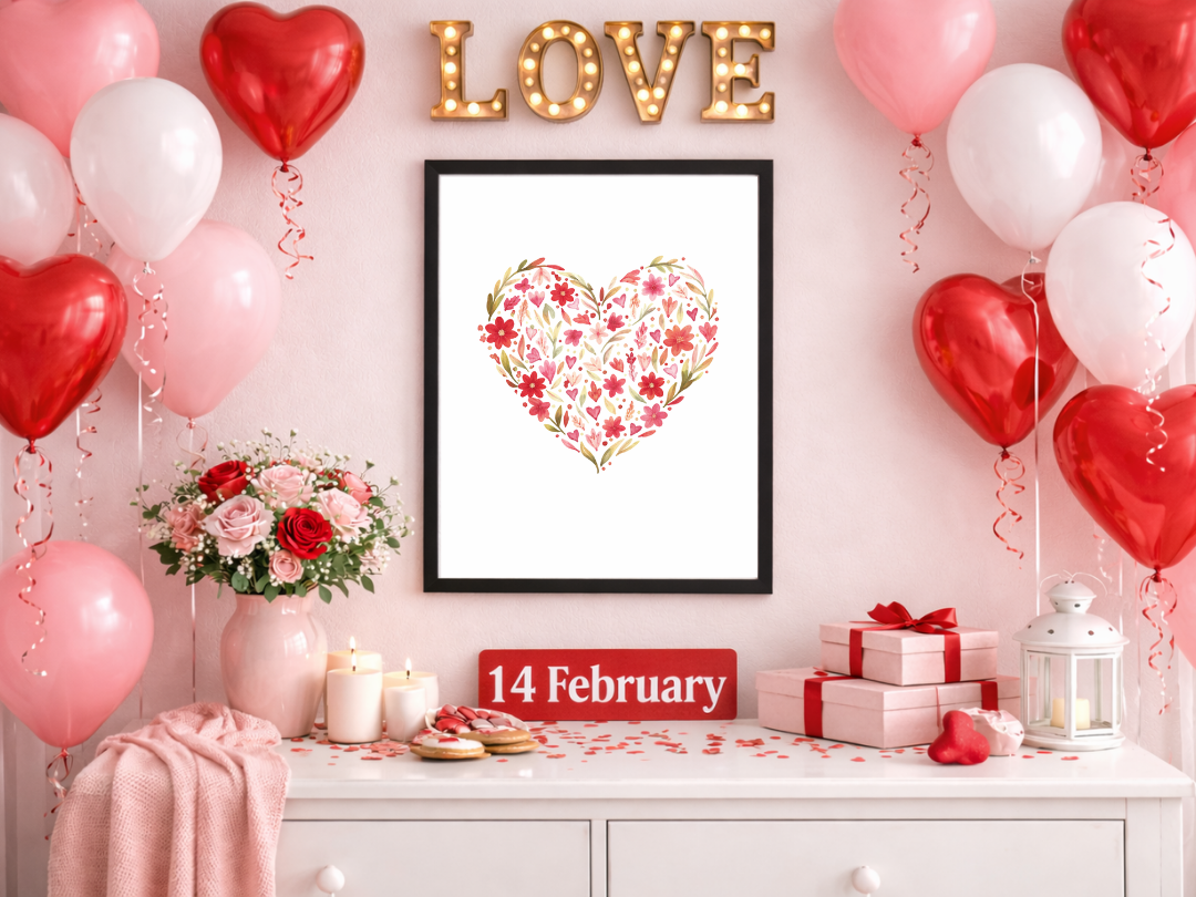 Floral Heart Wall Art – Valentine’s Day Home Decor & Gift | Digital Download