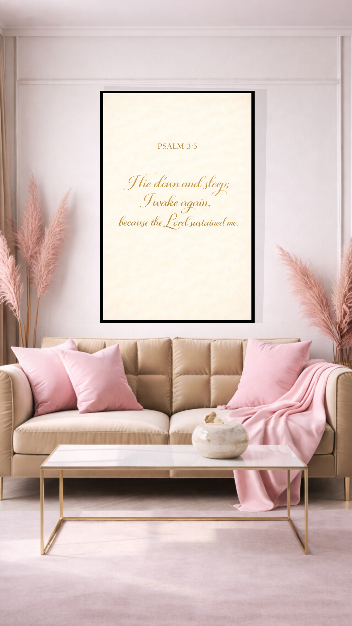 Psalm 3:5 “I Lie Down and Sleep; I Wake Again” Bible Verse Wall Art
