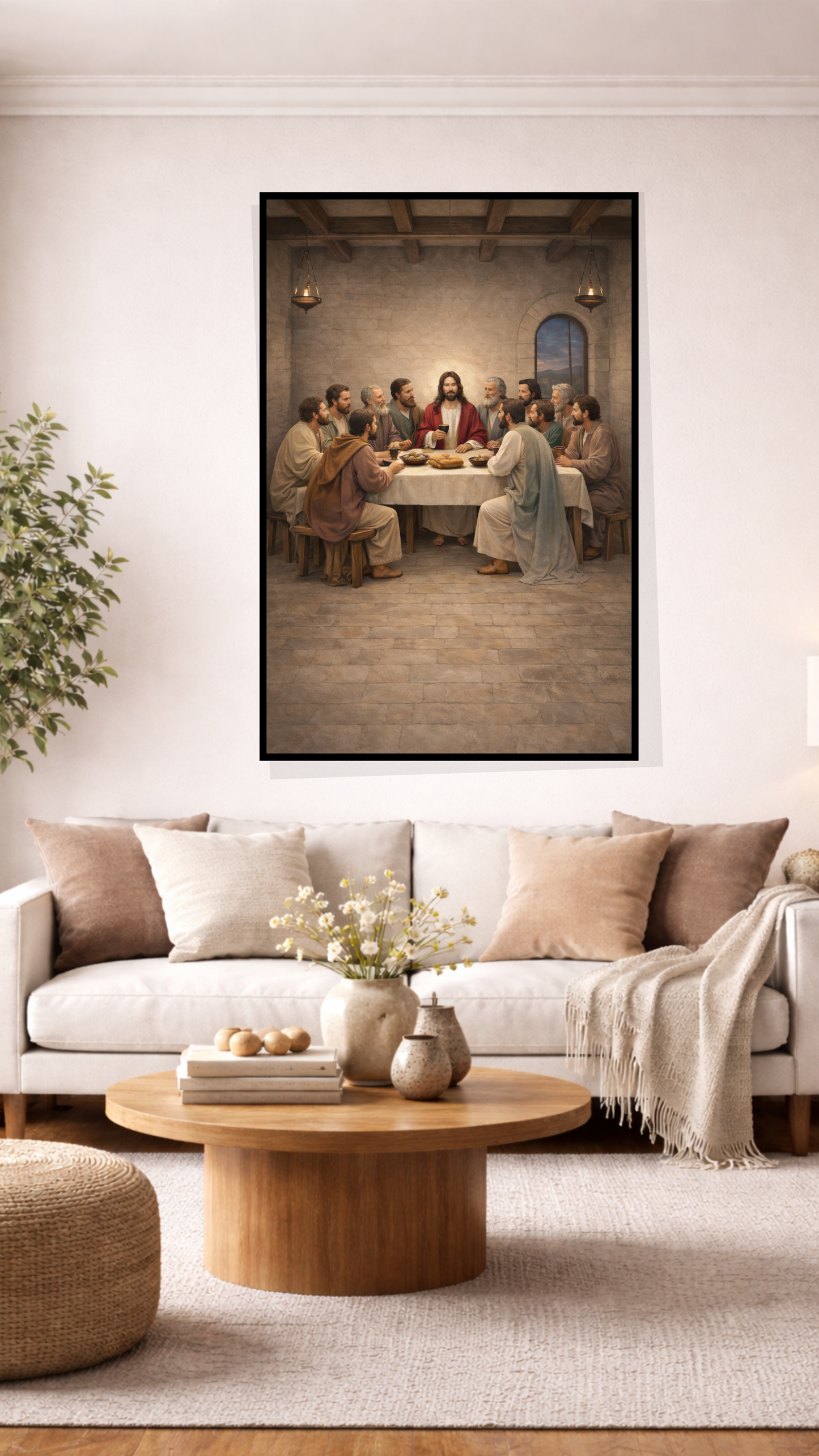 The Last Supper Wall Art – Jesus & Disciples Christian Watercolor Print