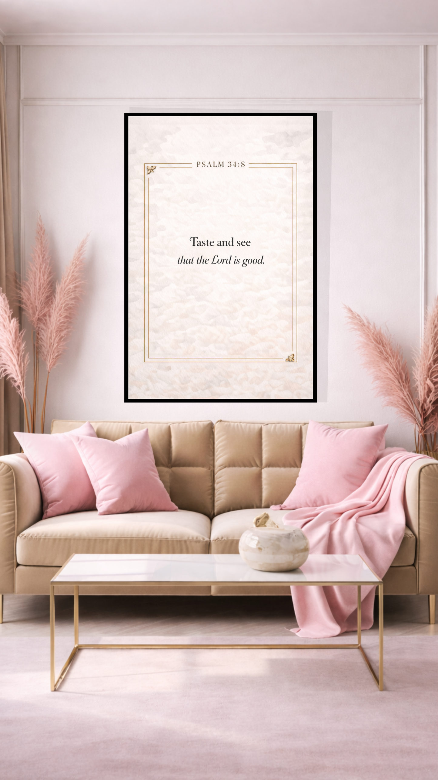 Psalm 34:8 “Taste and See That the Lord Is Good” Bible Verse Wall Art – Christian Home Decor