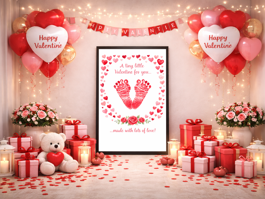 Footprint Valentine Love Wall Art – Romantic Decor & Gift | Digital Download