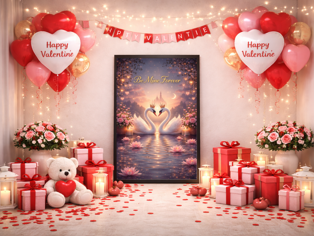 Be Mine Forever Swan Love Wall Art – Valentine’s Day Decor & Gift | Digital Download