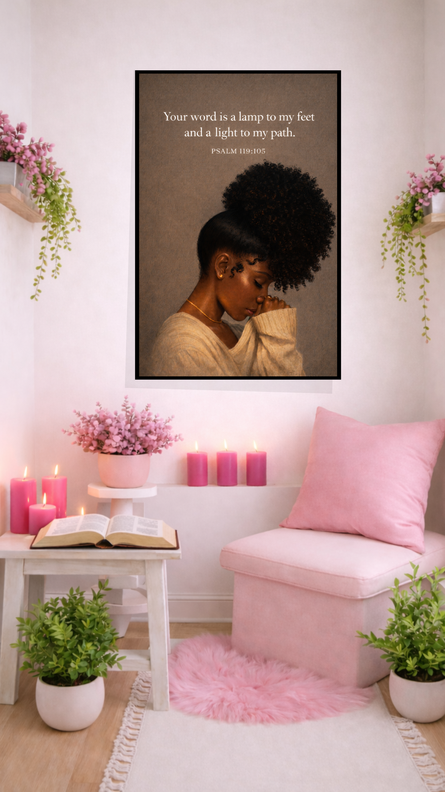 Psalm 119:105 “Your Word Is a Lamp to My Feet” Bible Verse Wall Art – Christian Home Decor