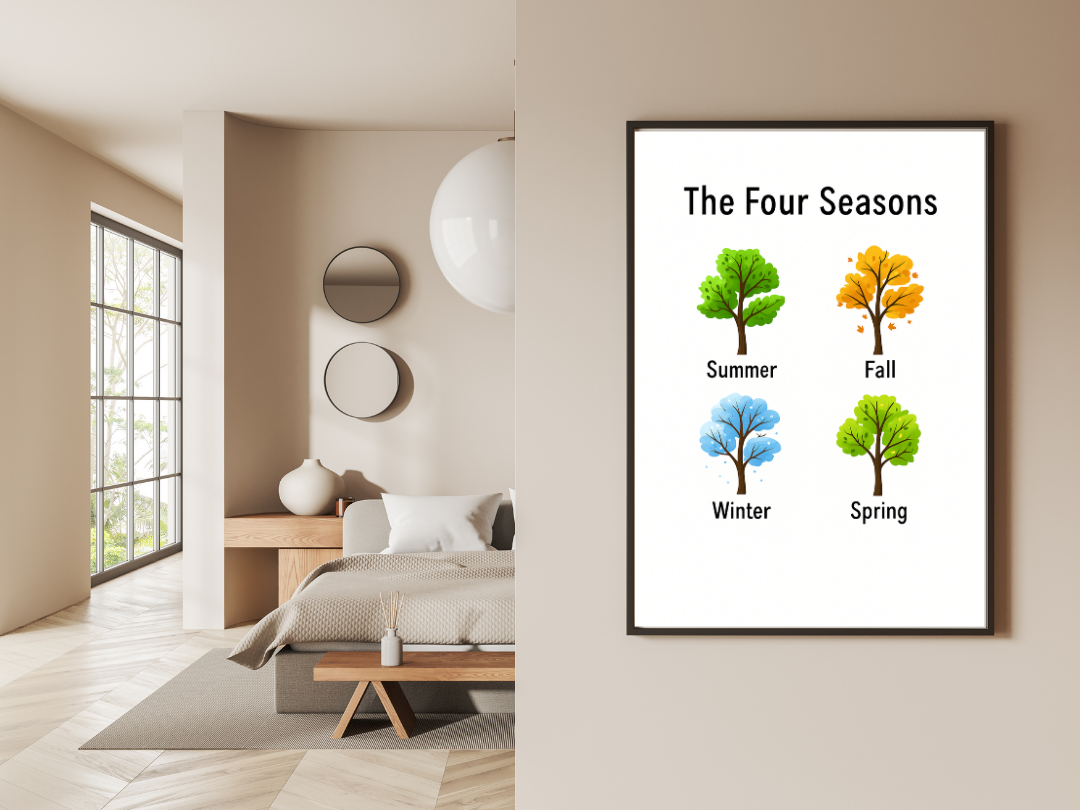 Four Seasons Poster – Educational Nature Wall Art for Kids | Digital Download