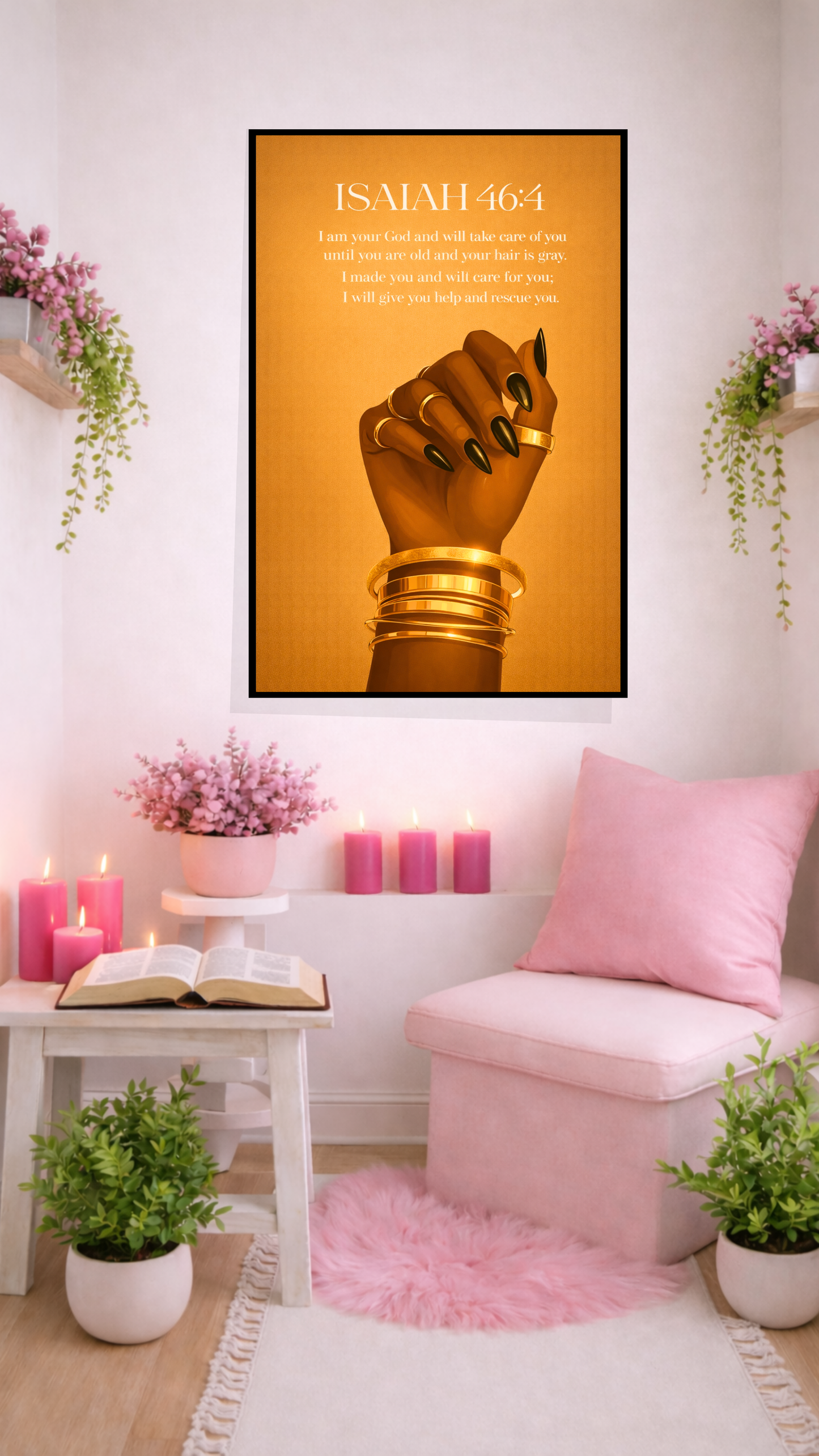 Isaiah 46:4 “I Am Your God and I Will Take Care of You” – Christian Printable Scripture Wall Art