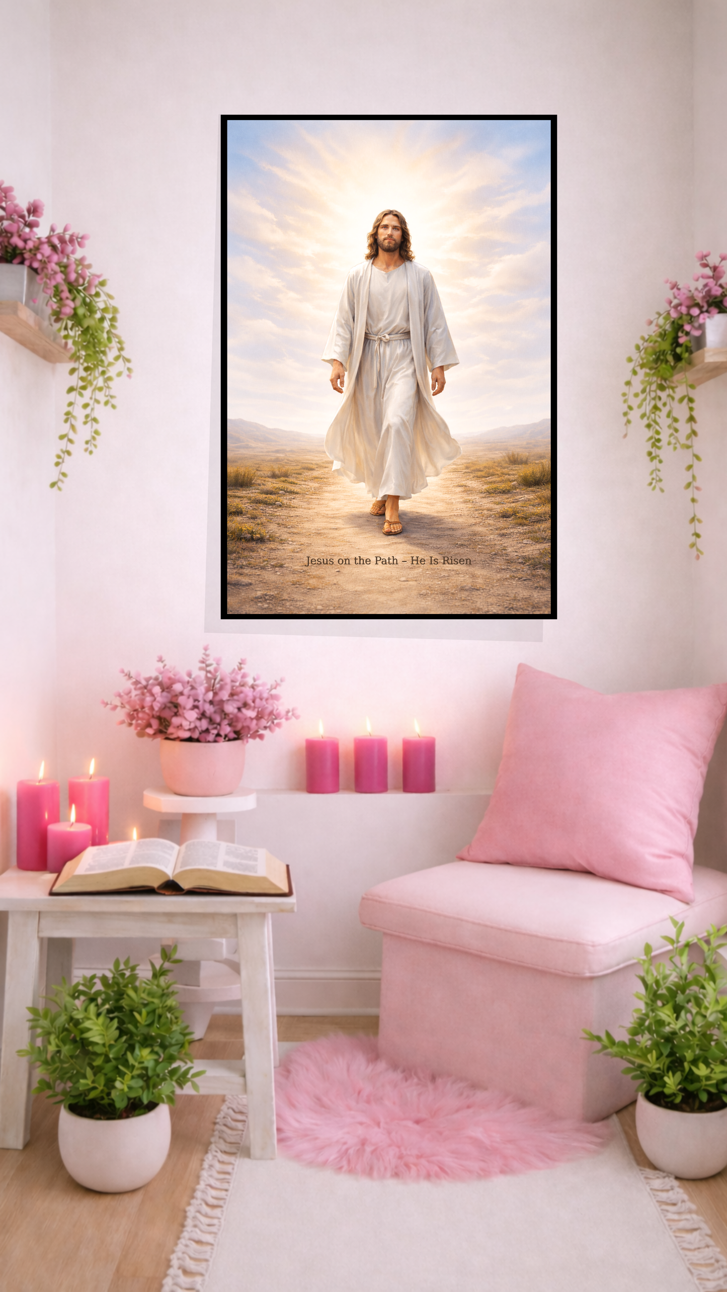 Jesus on the Path – He Is Risen Resurrection Christian Wall Art