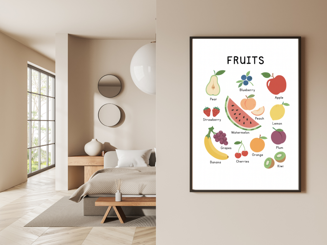 Fruits Educational Poster – Kids Learning Wall Art & Deco| Digital Download