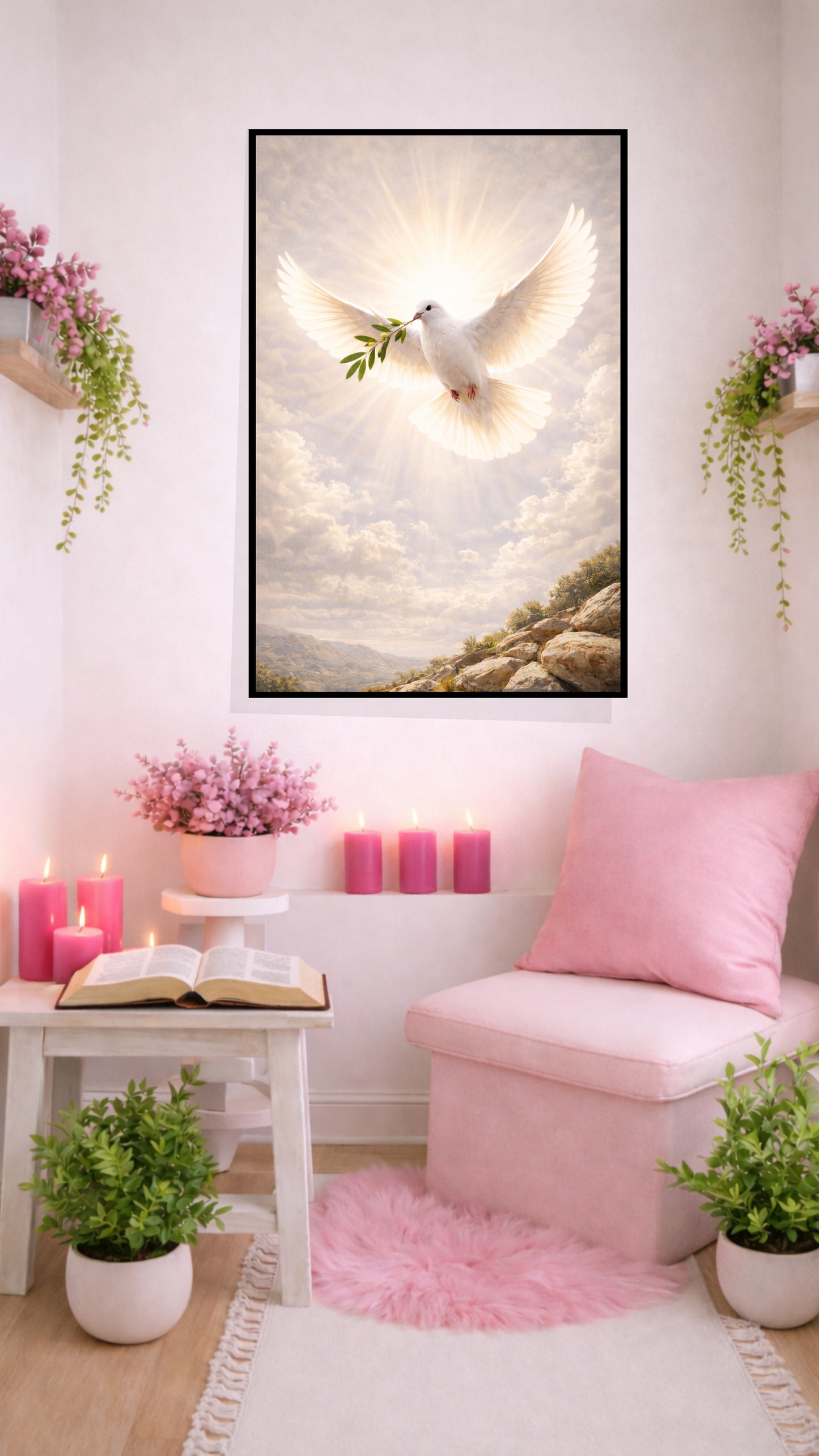 Christian Dove Wall Art – Holy Spirit Minimalist Watercolor Print