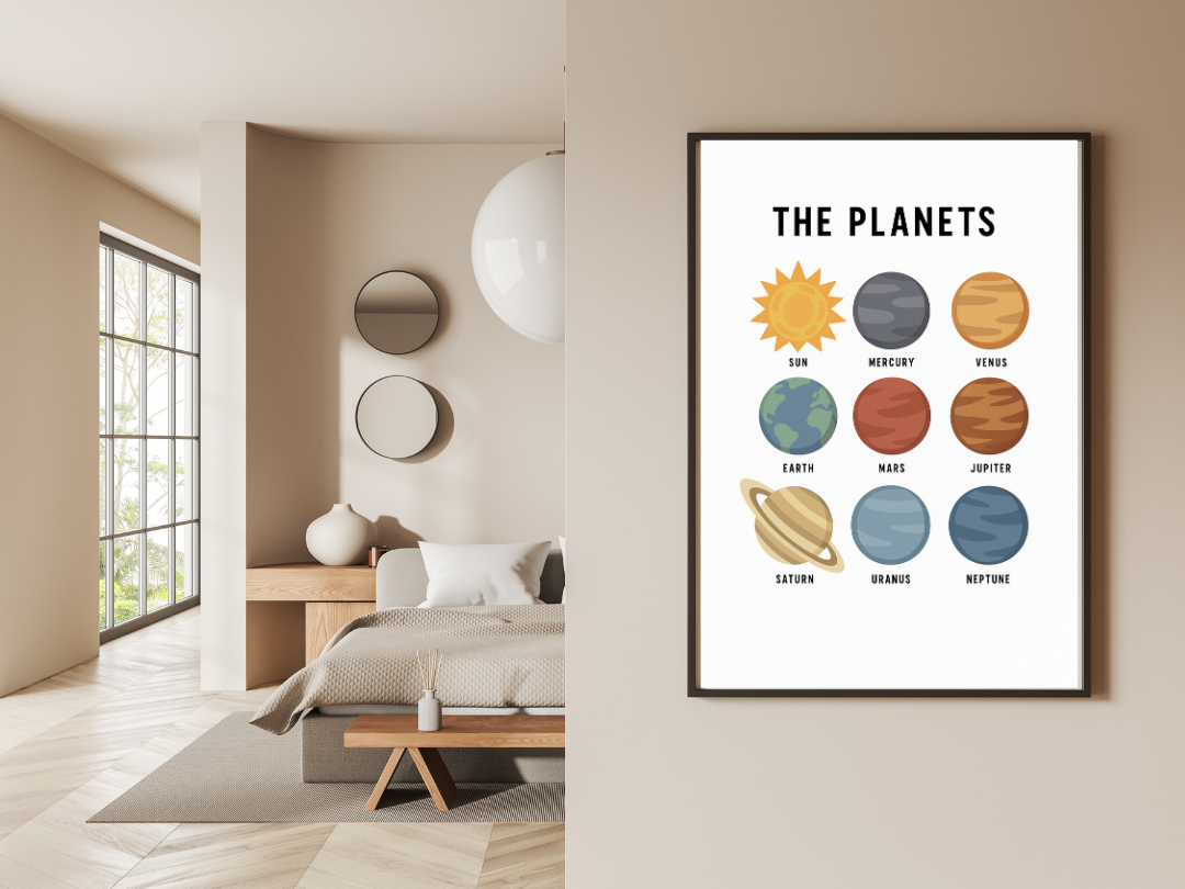 Planets Solar System Print – Kids Educational Space Wall Art | Digital Download