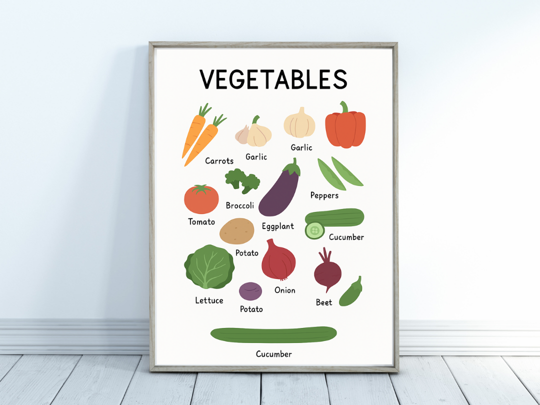 Vegetables Educational Poster – Kids Learning Wall Art & Montessori Print | Digital Download