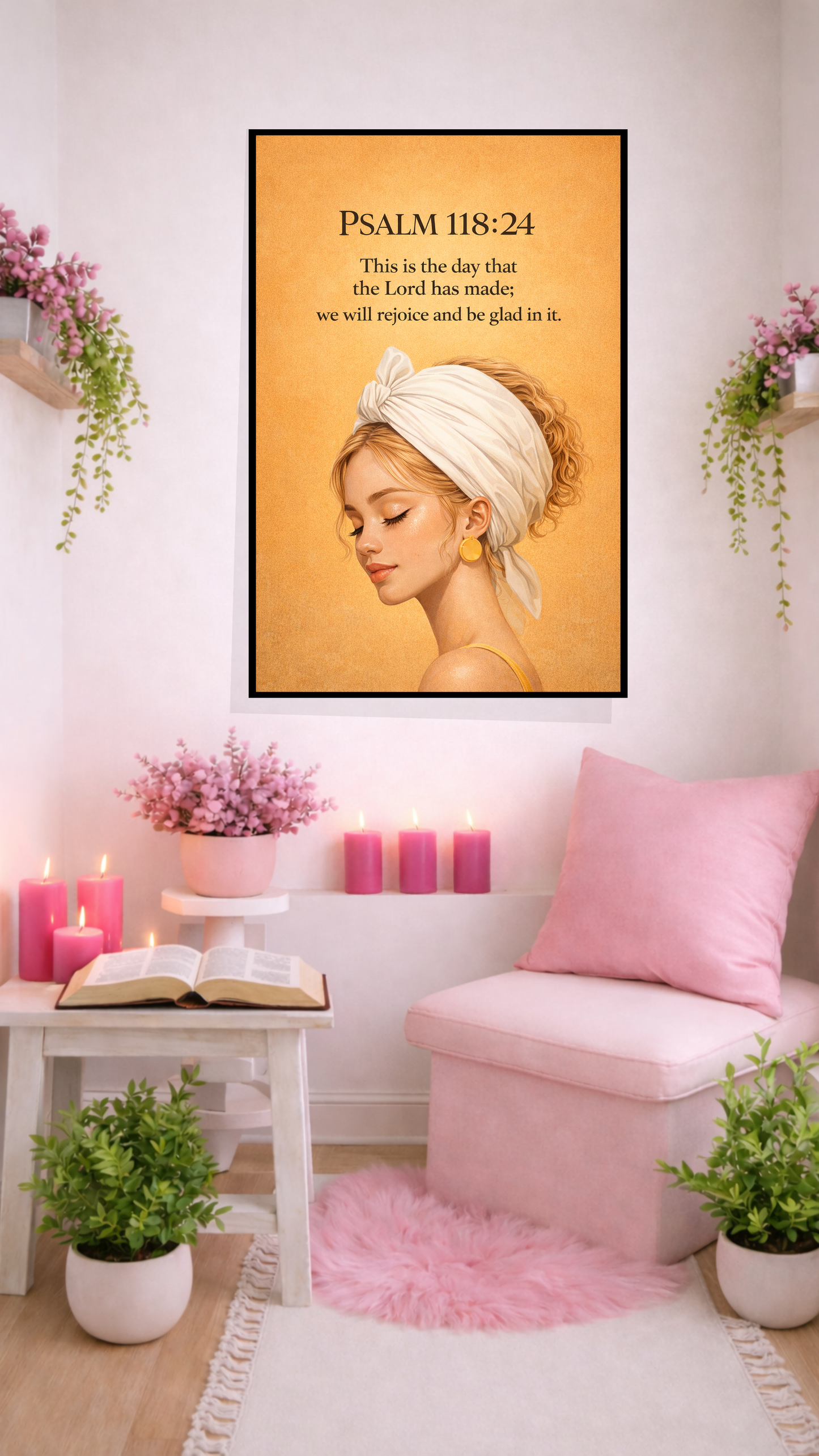 Psalm 118:24 "This Is the Day That the Lord Has Made” Bible Verse Wall Art - Home Deco