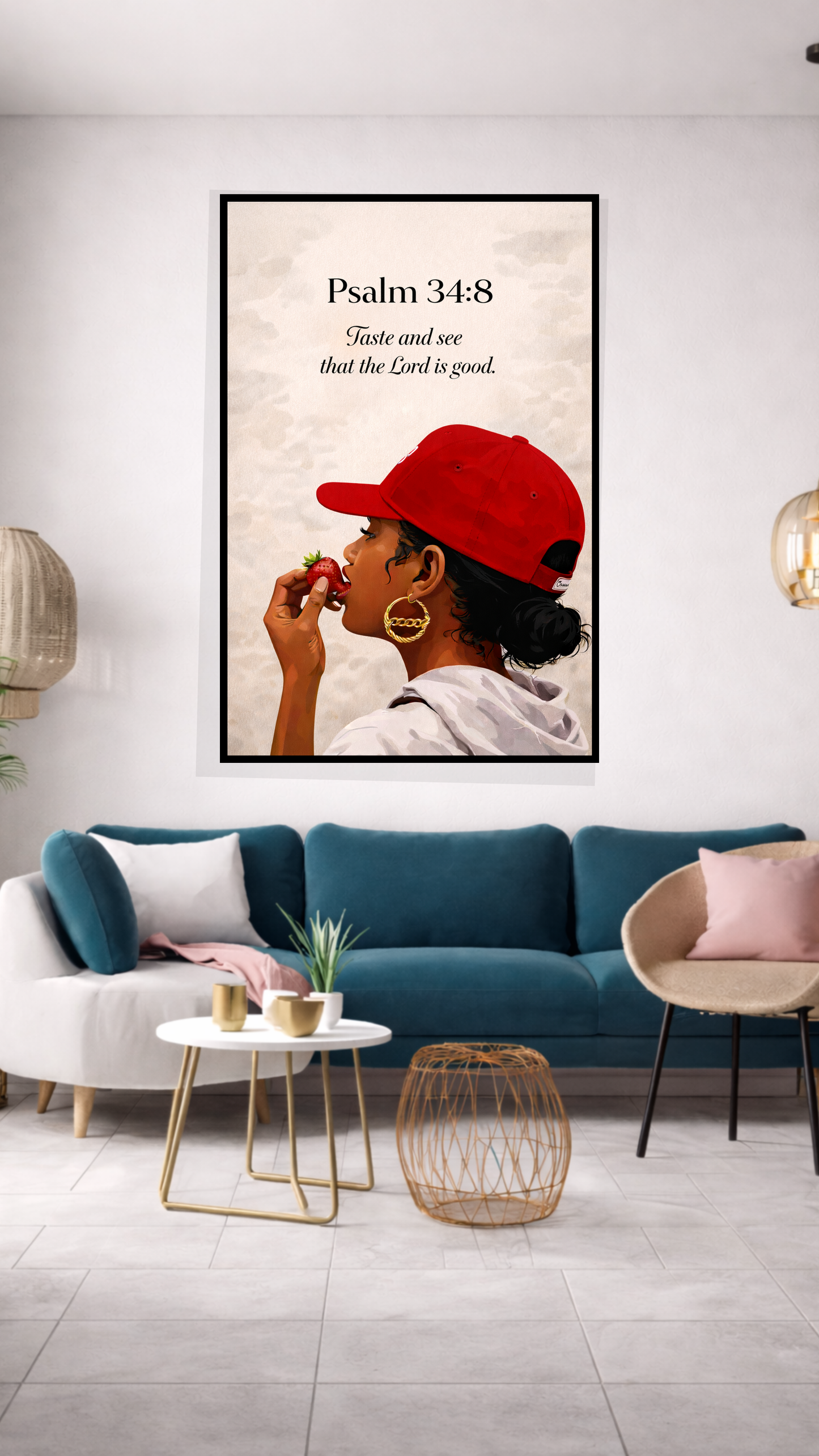 Psalm 34:8 “Taste and See That the Lord Is Good” Bible Verse Wall Art – Christian Home Decor