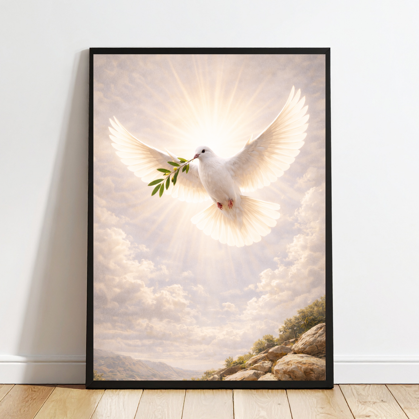 Christian Dove Wall Art – Holy Spirit Minimalist Watercolor Print