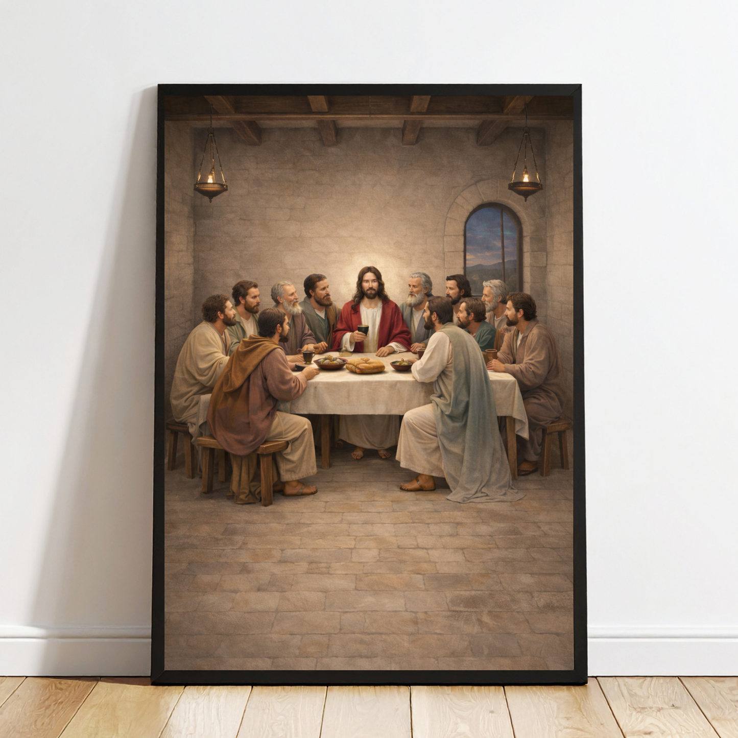 The Last Supper Wall Art – Jesus & Disciples Christian Watercolor Print
