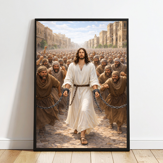 Jesus in Chains Wall Art – Crucifixion Christian Watercolor Print