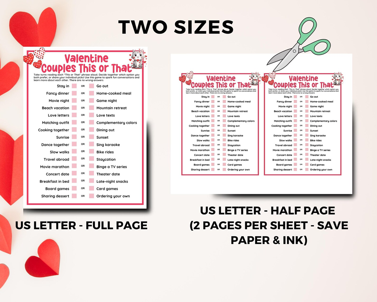 Valentine Couples This or That Game – Fun Date Night Activity | Digital Download