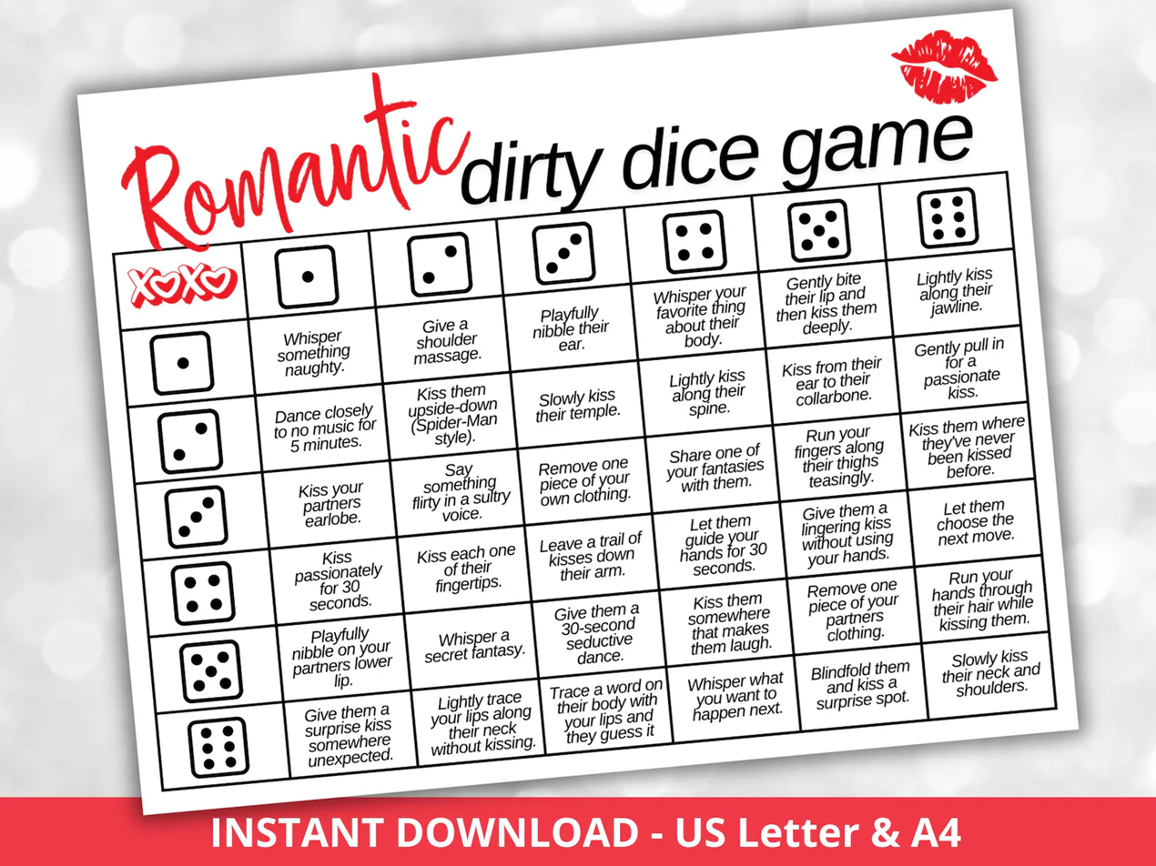 Romantic Dirty Dice Game – Couples Foreplay & Date Night Fun | Digital Download